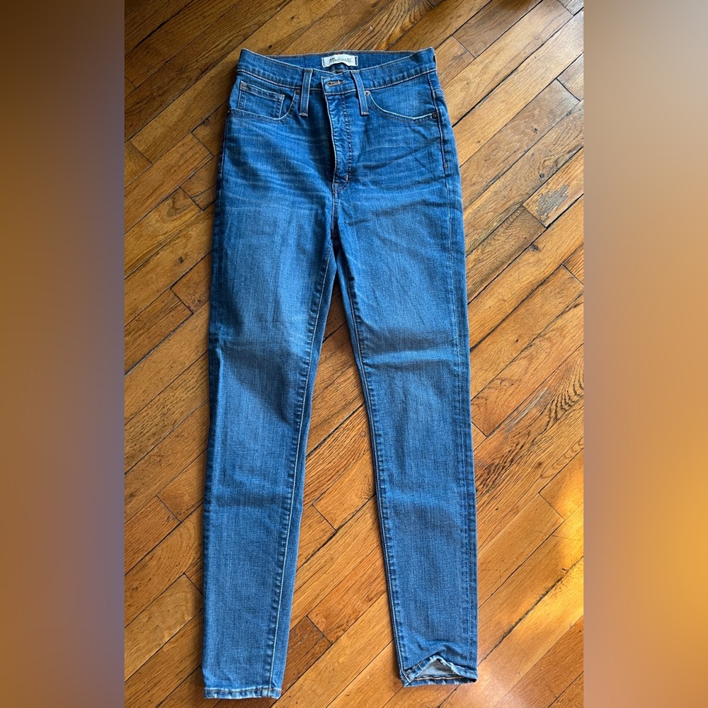 Madewell light wash, super high wasted skinny jeans
